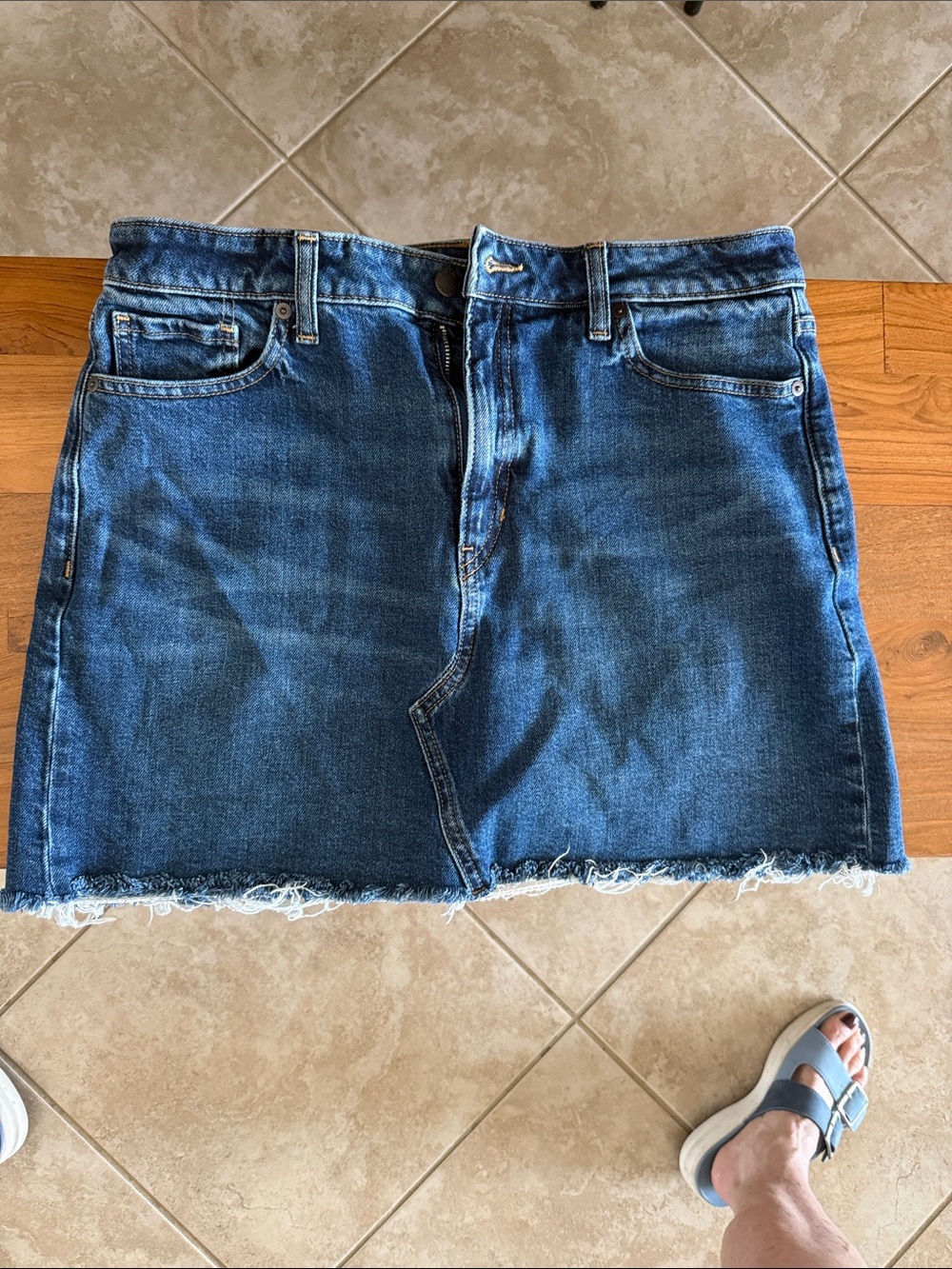 Banana Republic Blue Denim Mini Skirt with Frayed Hem
